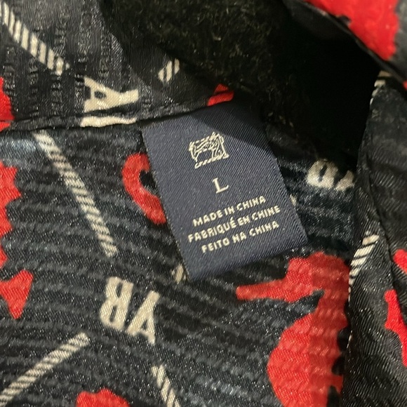 Scotch & Soda Midi Dress Short Sleeves Seahorses Navy Blue Red Waist Tie Size L - Picture 14 of 14